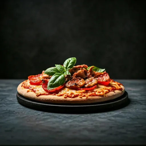 Dark moody background with pizza textures