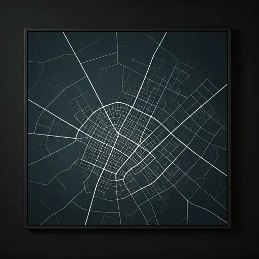 Abstract dark city map showing restaurant location